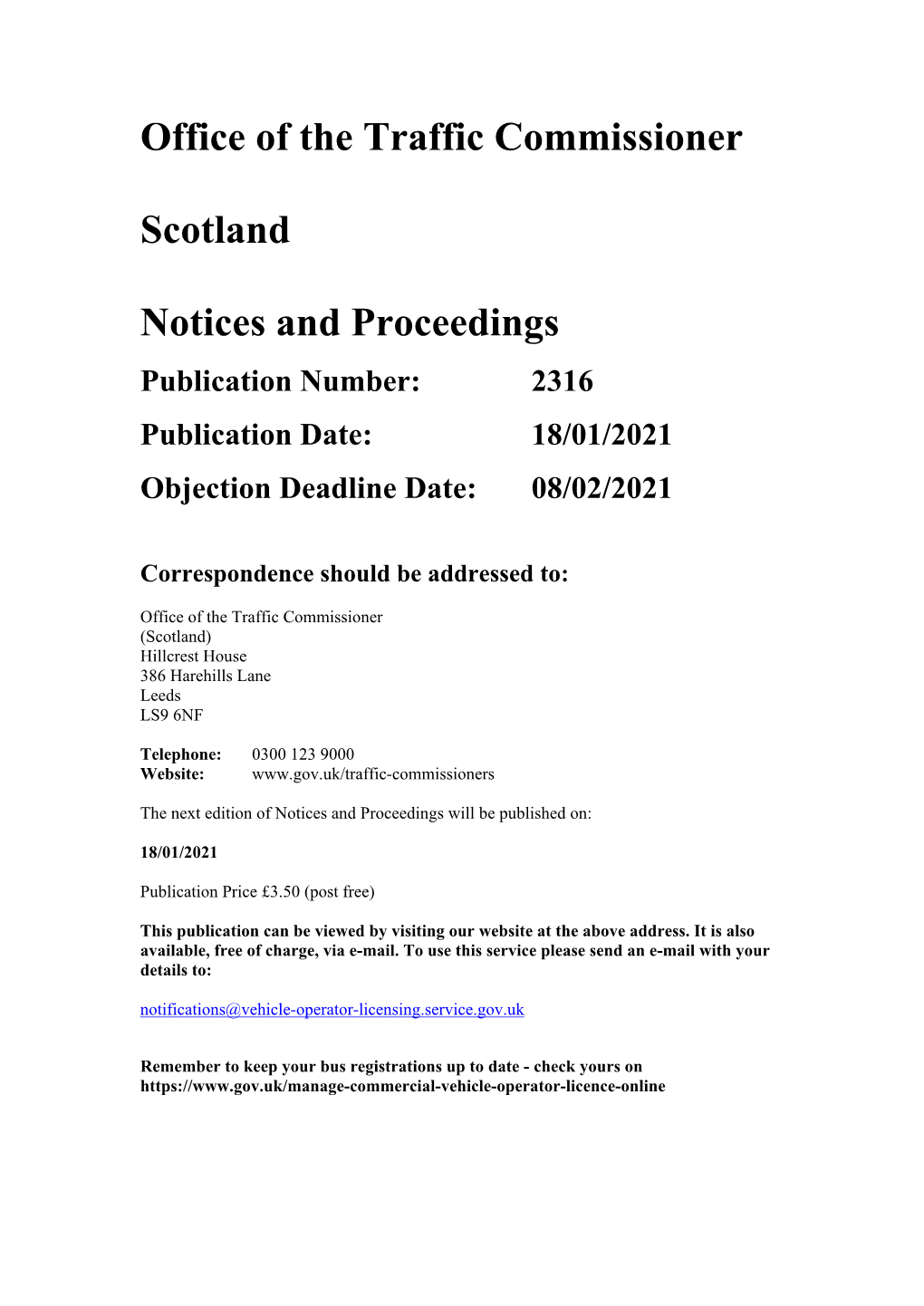 Notices and Proceedings for Scotland 2316