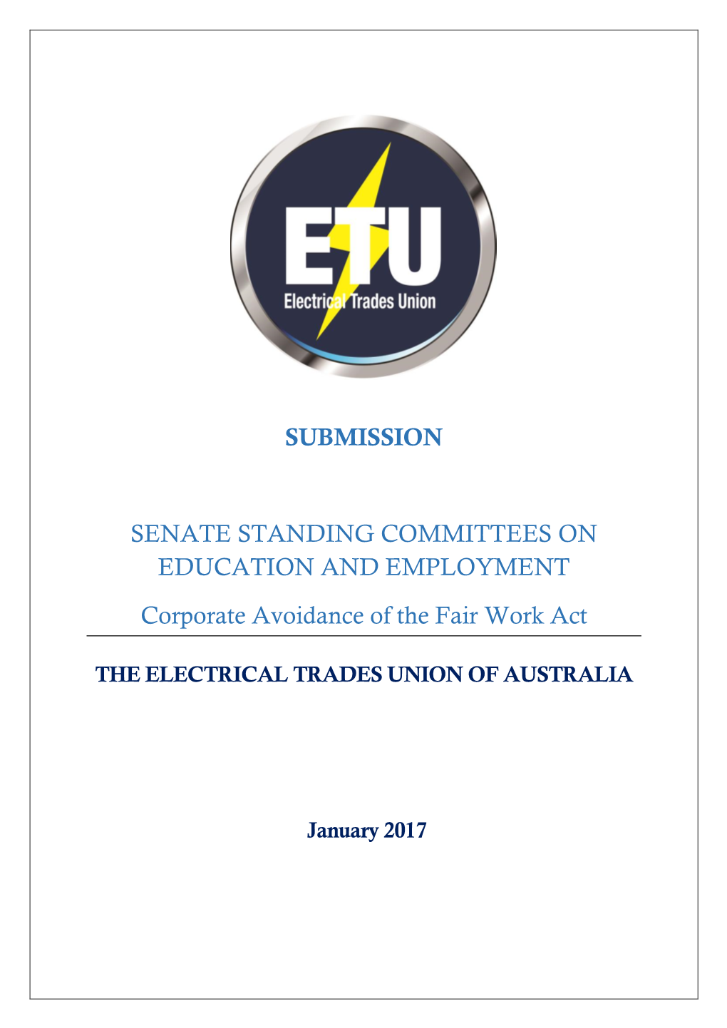 Submission Senate Standing Committees on Education
