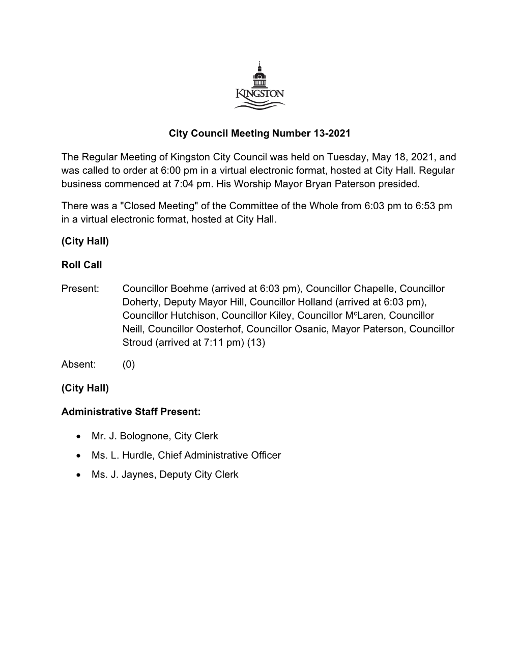 City Council Minutes