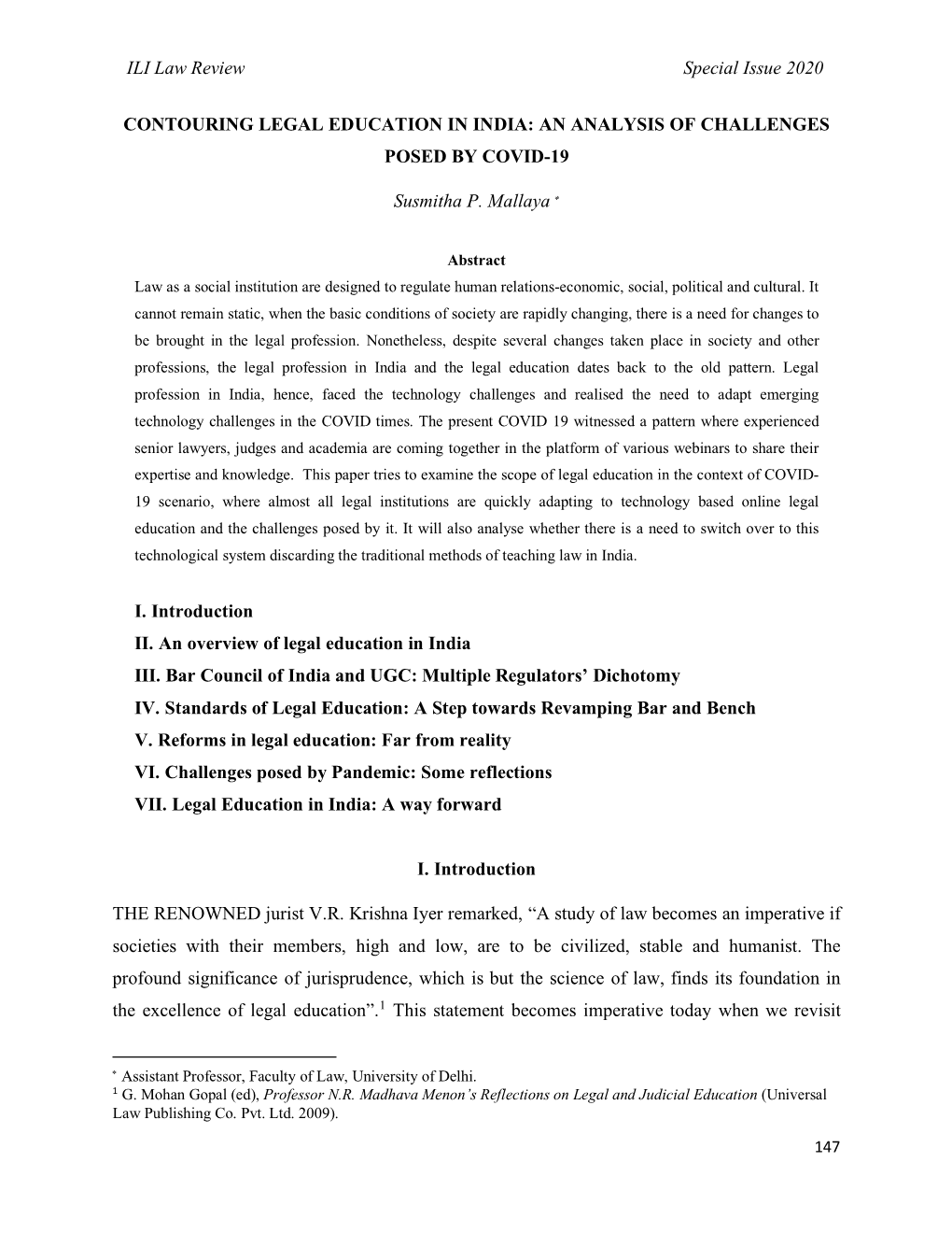 Contouring Legal Education in India: an Analysis of Challenges Posed by Covid-19