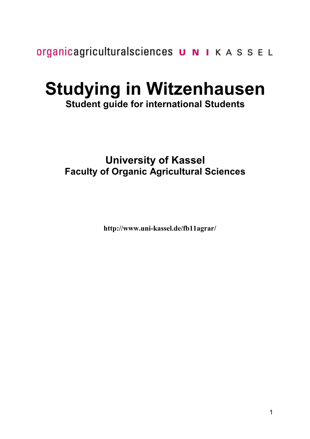 Studying in Witzenhausen Student Guide for International Students