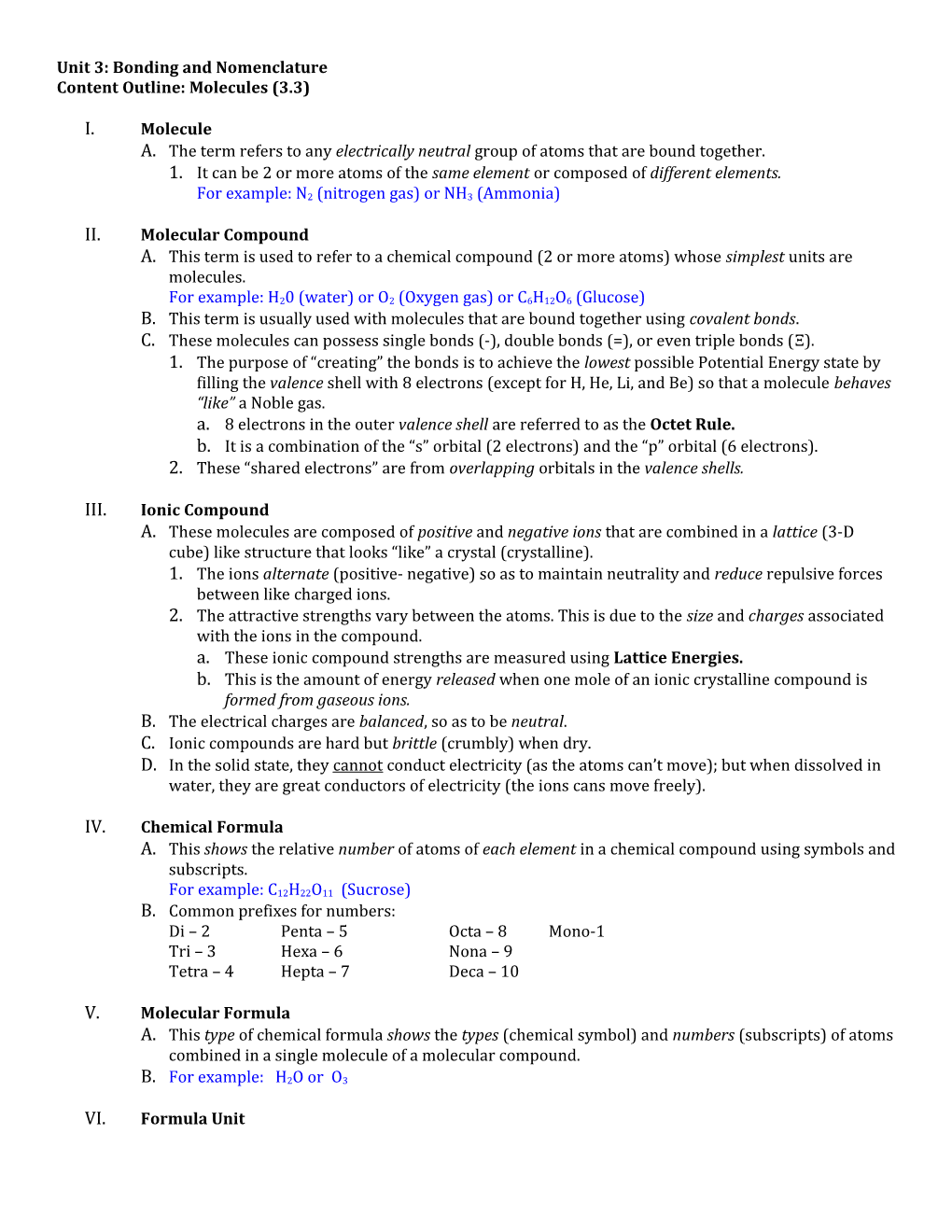 Unit 3: Bonding and Nomenclature s1