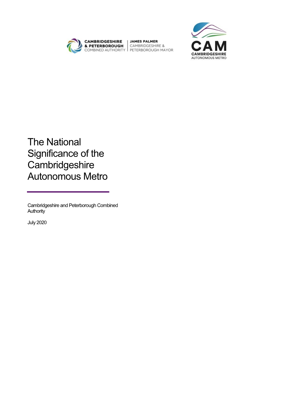 The National Significance of the Cambridgeshire Autonomous Metro