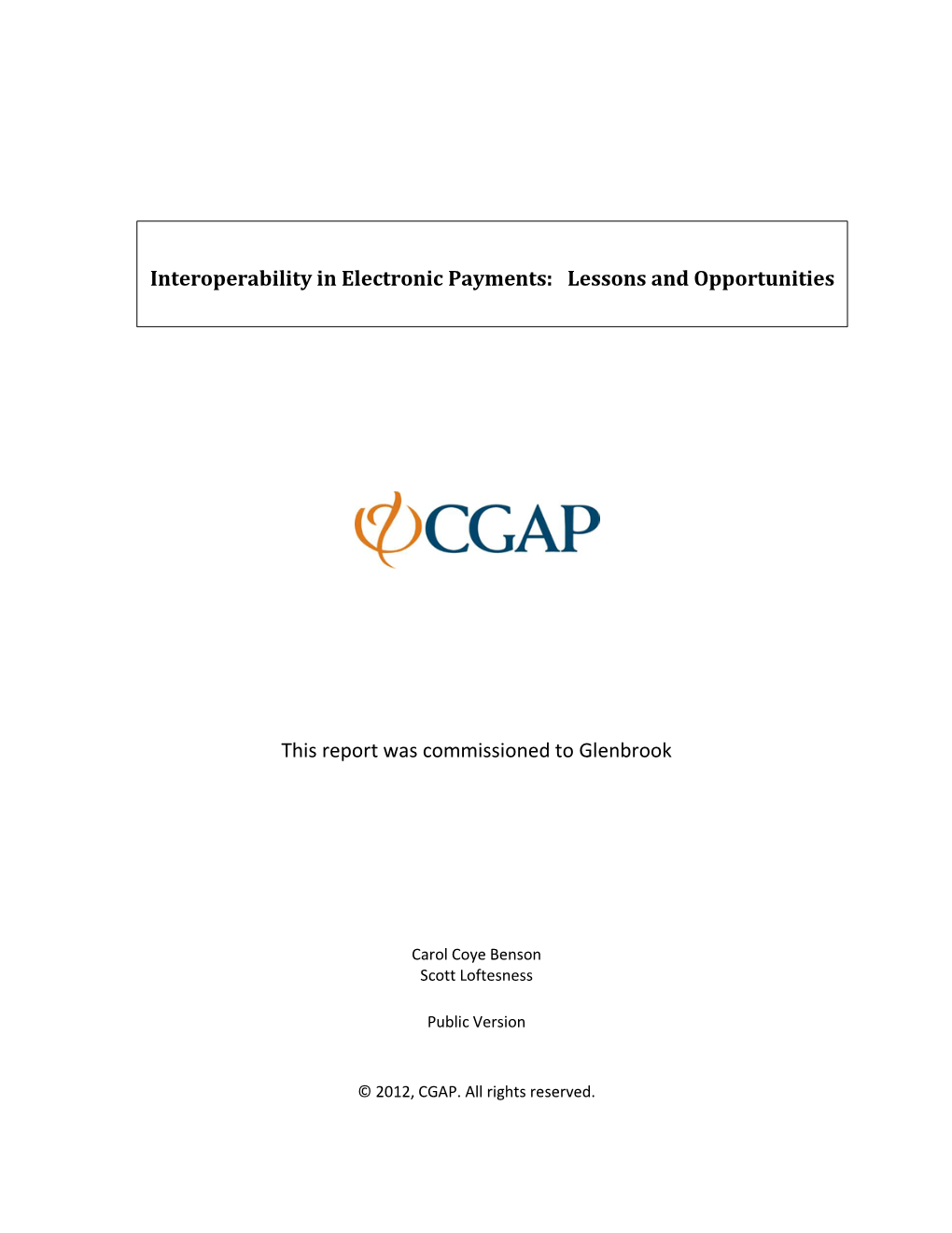 Interoperability in Electronic Payments: Lessons and Opportunities