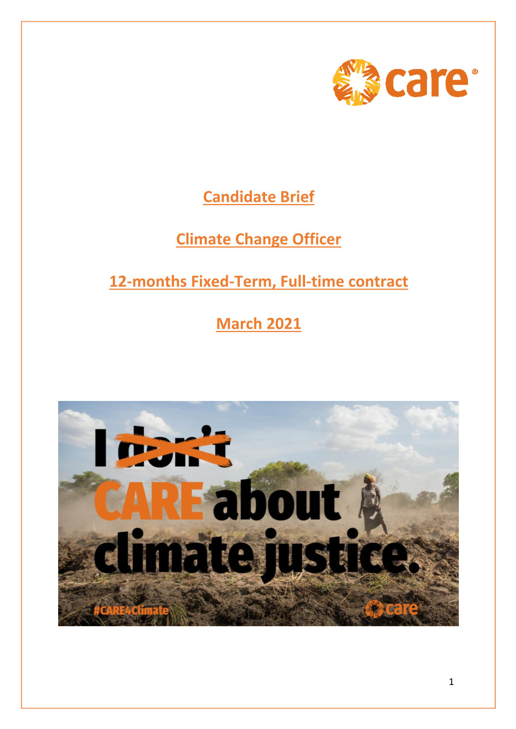 Candidate Brief Climate Change Officer 12-Months Fixed-Term, Full