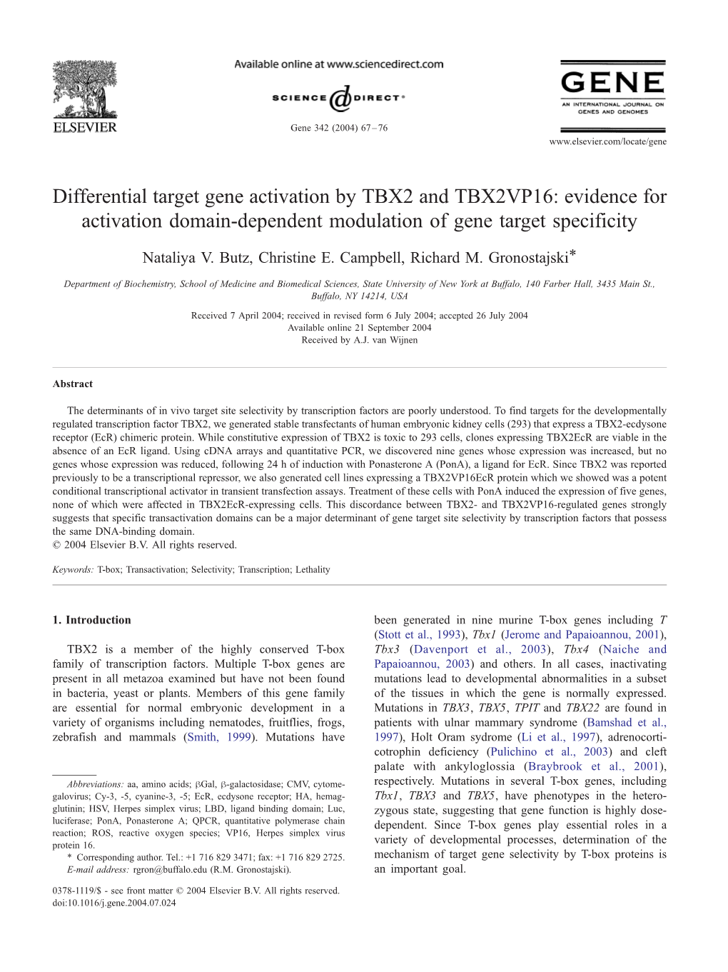 Differential Target Gene Activation by TBX2 and TBX2VP16: Evidence for Activation Domain-Dependent Modulation of Gene Target Specificity