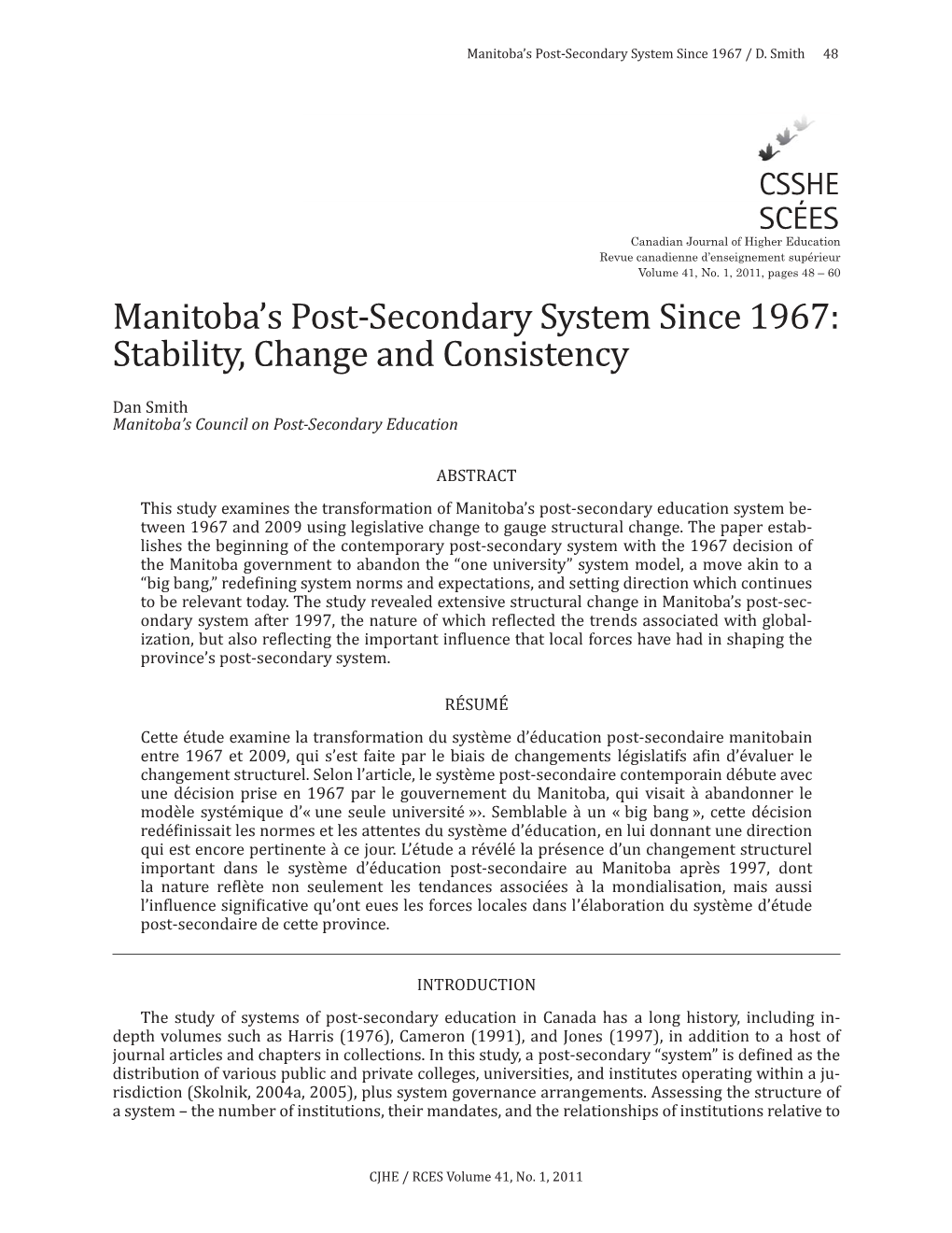 Manitoba's Post-Secondary System Since 1967