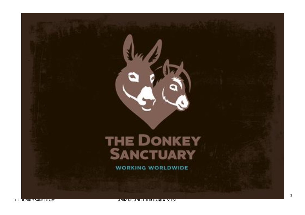 1 the DONKEY SANCTUARY ANIMALS and THEIR HABITATS: KS1 to Be Able to Explore and Name a 5