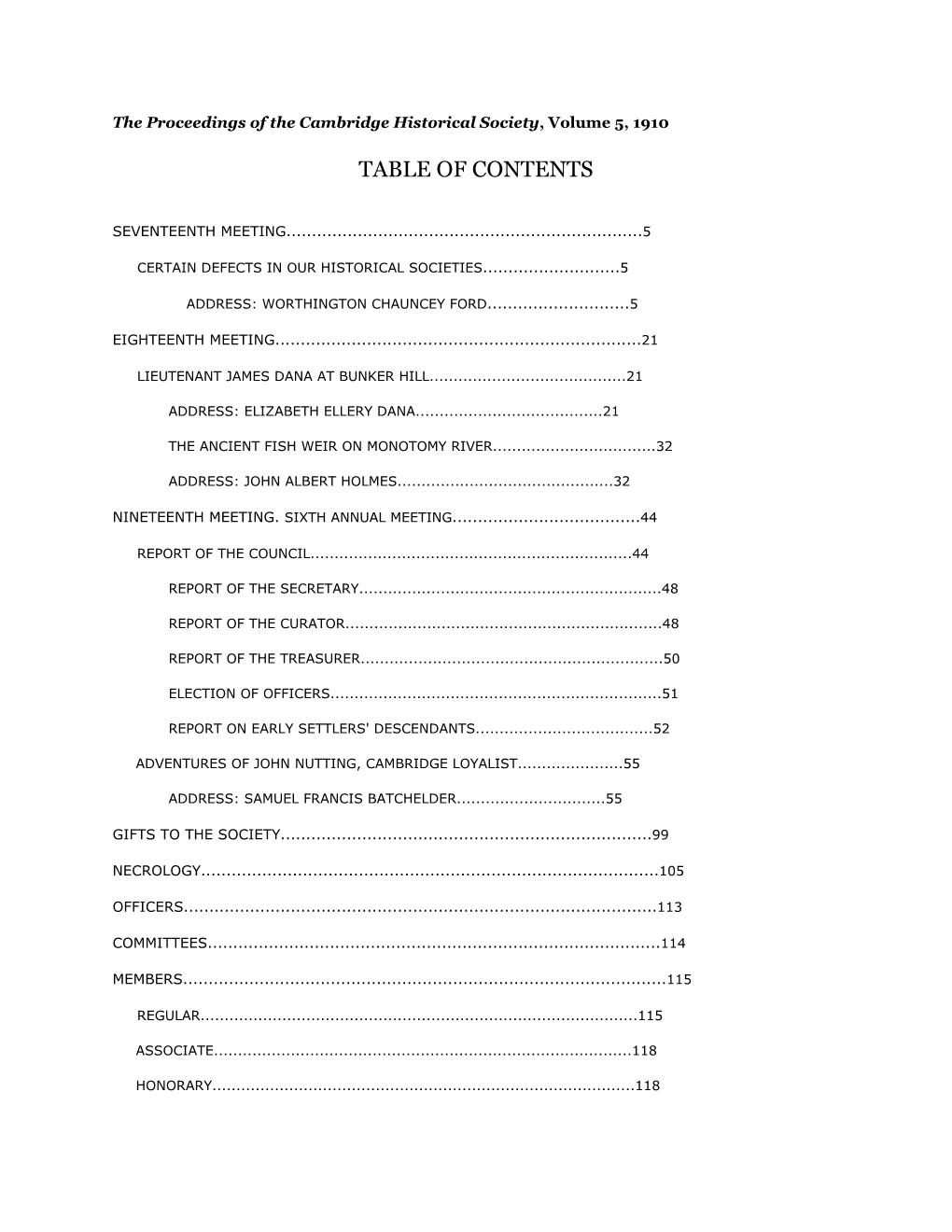 Table of Contents