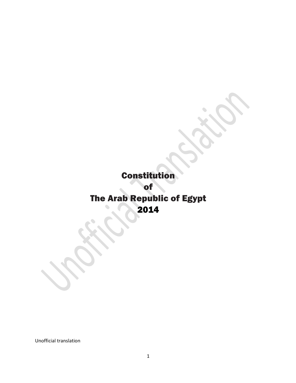 Constitution of the Arab Republic of Egypt 2014