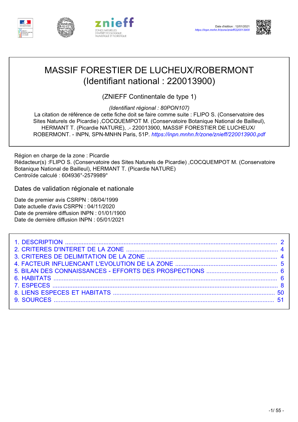 MASSIF FORESTIER DE LUCHEUX/ROBERMONT (Identifiant National : 220013900)