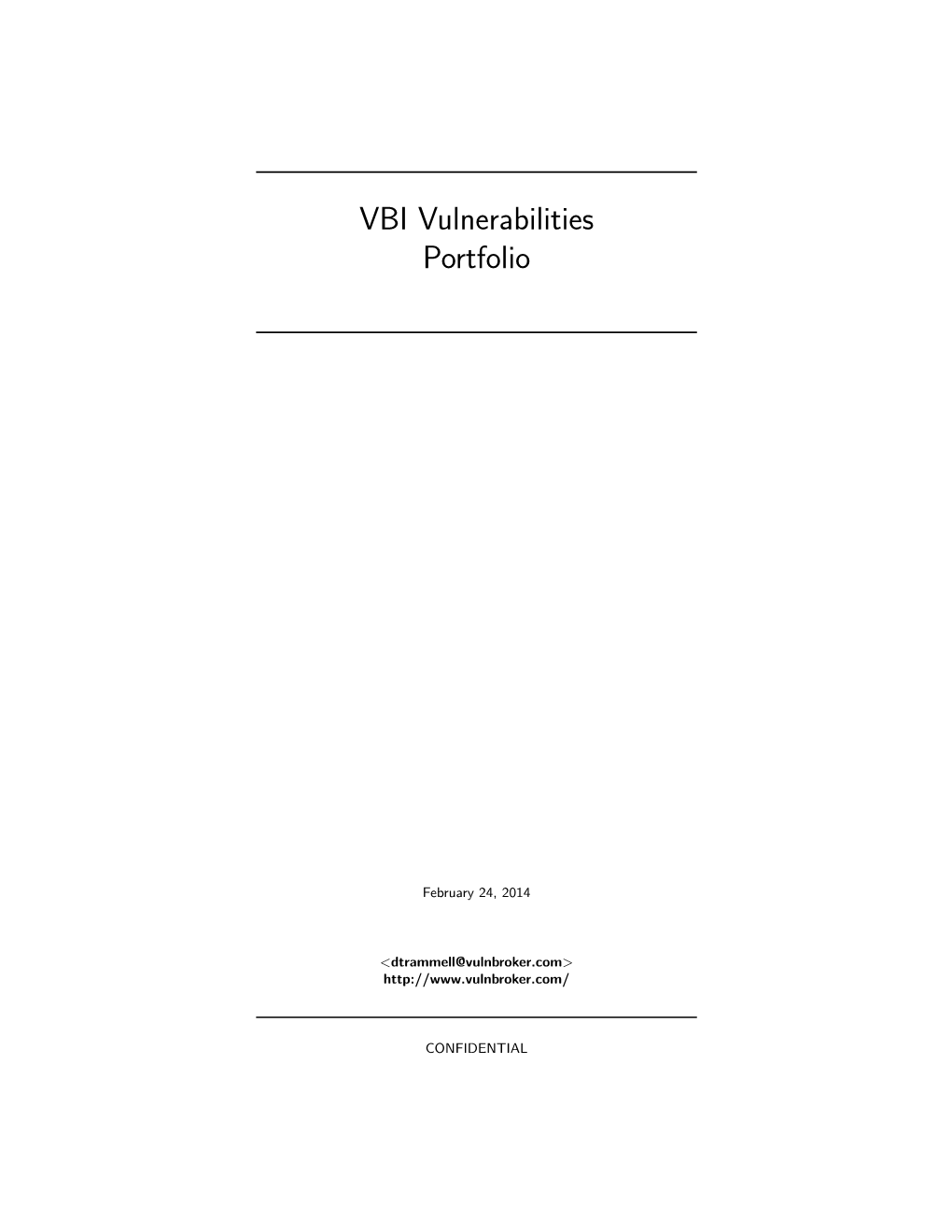 VBI Vulnerabilities Portfolio