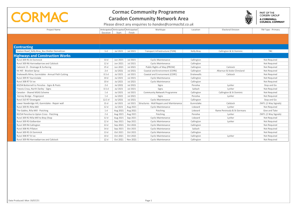 Caradon Cormac Community Programme