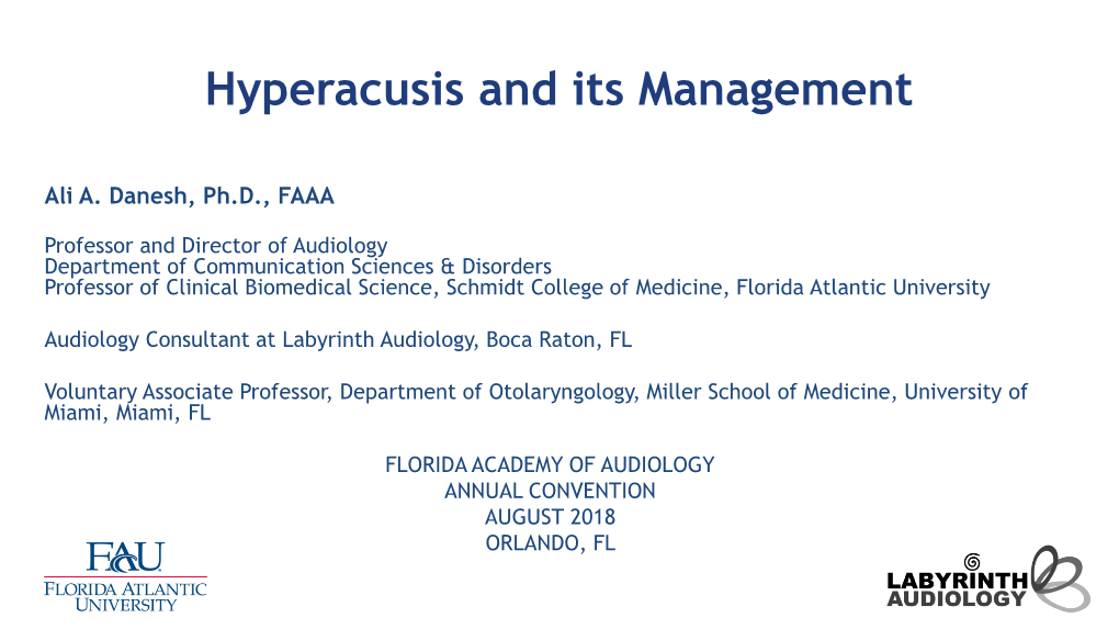 Hyperacusis and Its Management