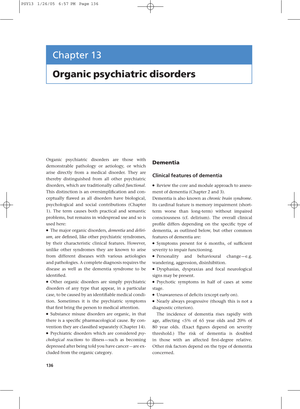 Chapter 13 Organic Psychiatric Disorders