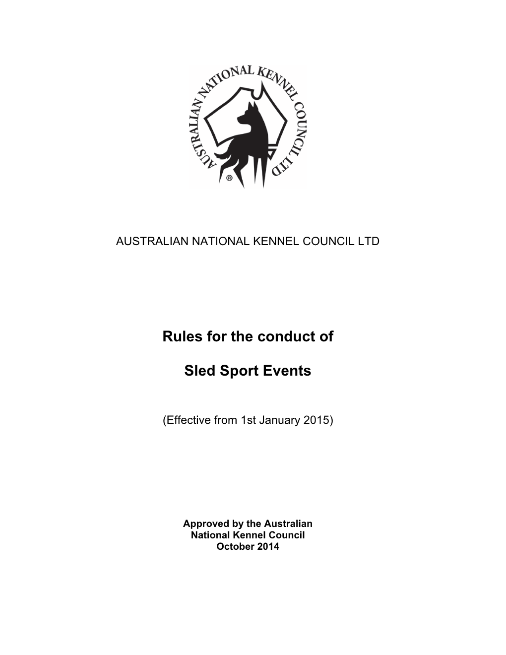Rules for the Conduct of Sled Sport Events