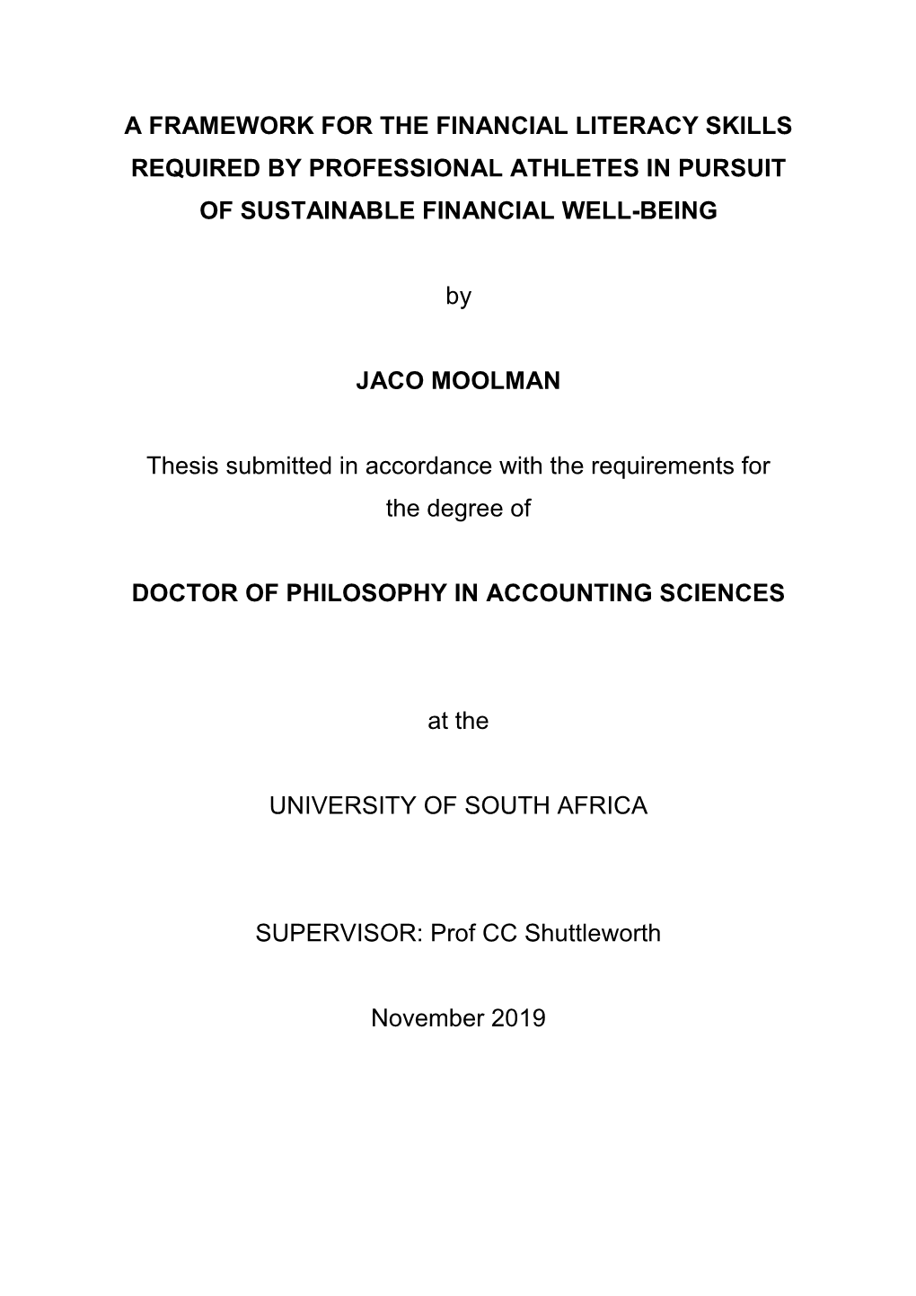 A Framework for the Financial Literacy Skills Required by Professional Athletes in Pursuit of Sustainable Financial Well-Being