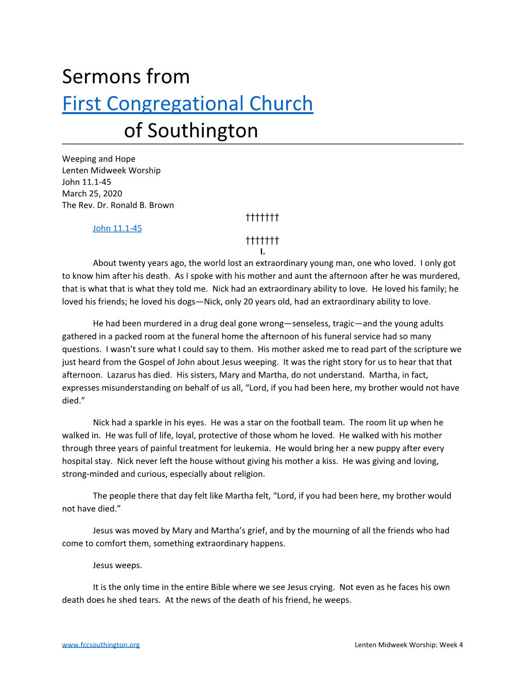 Sermons from First Congregational Church of Southington