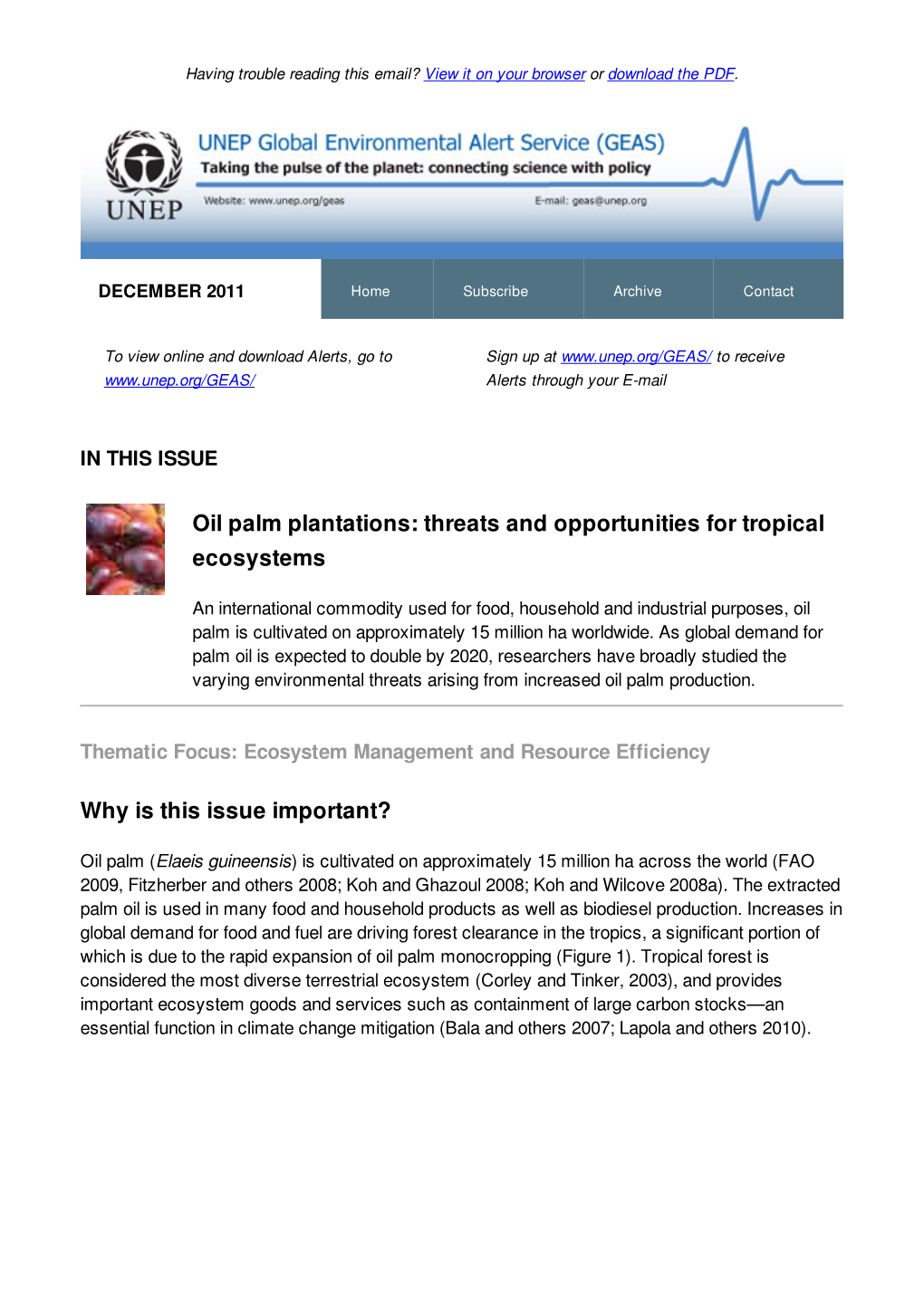 Oil Palm Plantations: Threats and Opportunities for Tropical Ecosystems