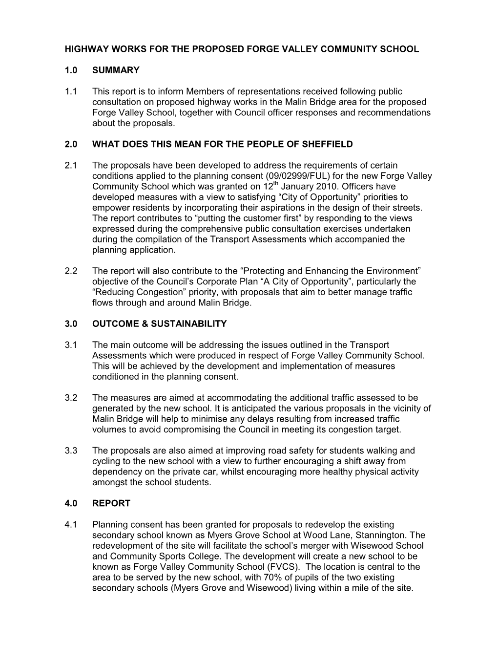 Highway Works for the Proposed Forge Valley Community School