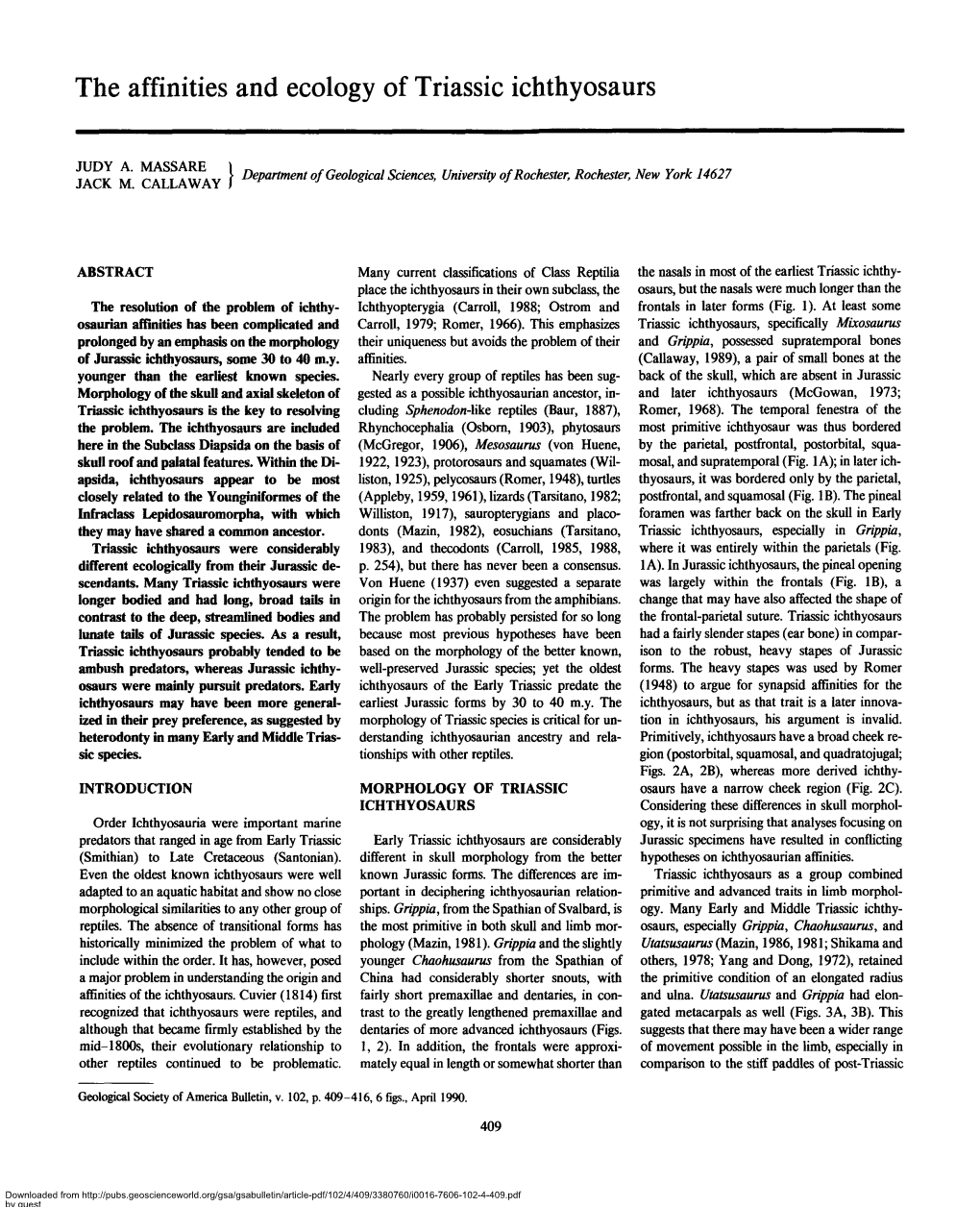 The Affinities and Ecology of Triassic Ichthyosaurs