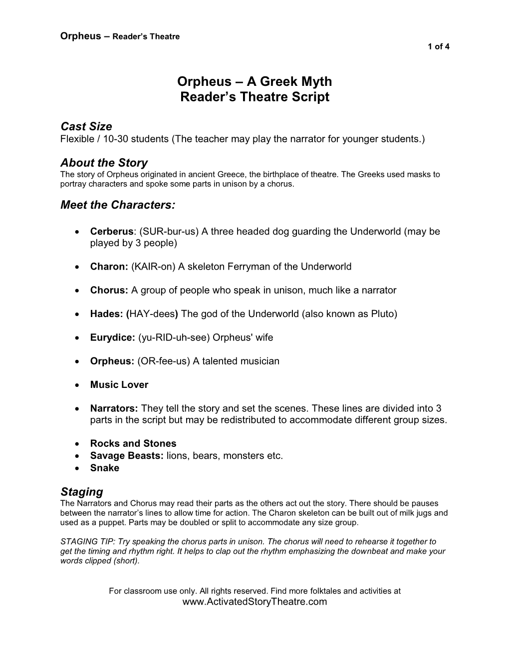 Orpheus – Reader’S Theatre 1 of 4