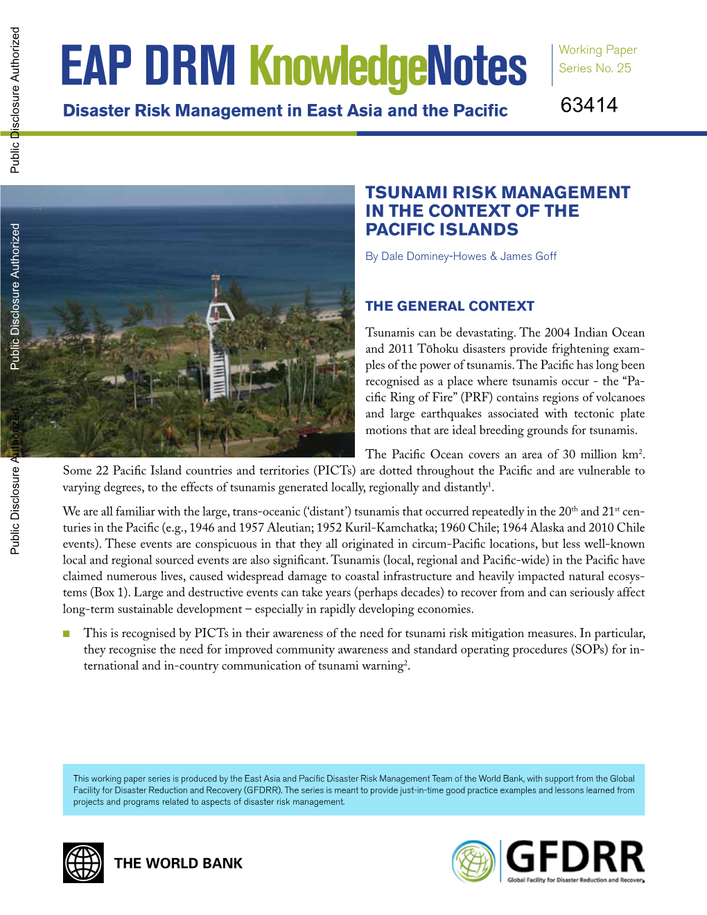 Tsunami Risk Management in the Context of the Pacific Islands