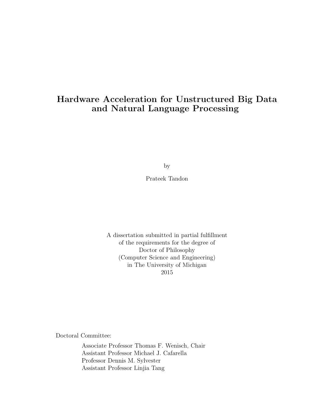 Hardware Acceleration for Unstructured Big Data and Natural Language Processing