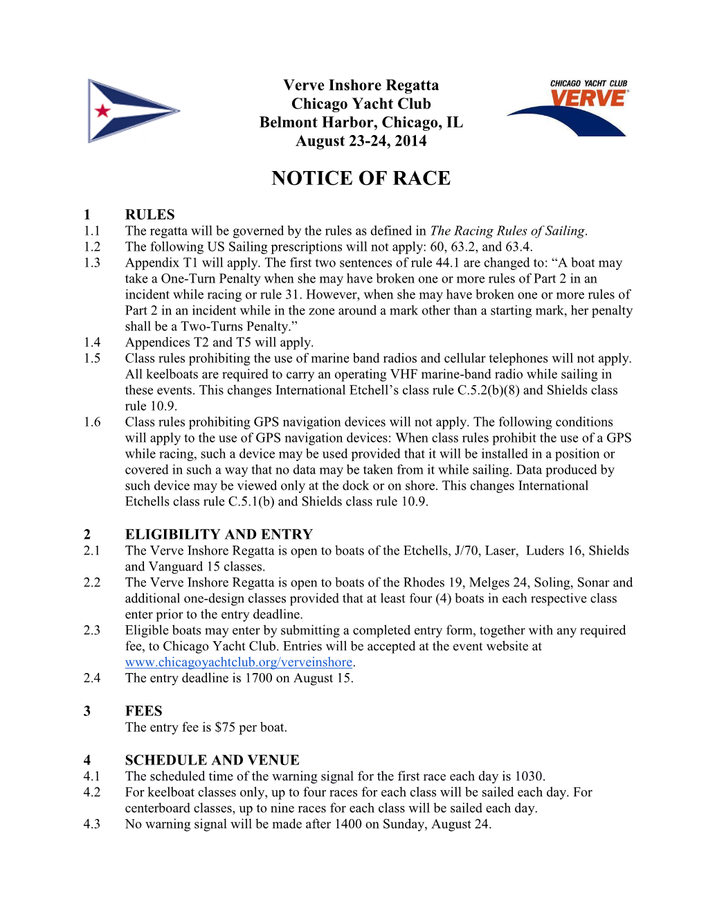 Verve Inshore Notice of Race 2014.Docx