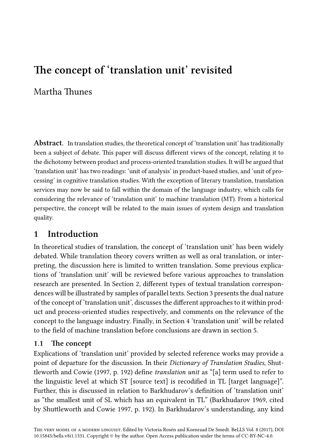 Translation Unit’ Revisited