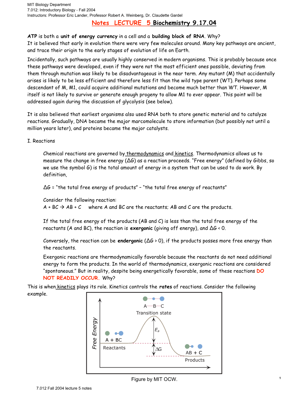 Notes LECTURE 5 Biochemistry 9.17.04