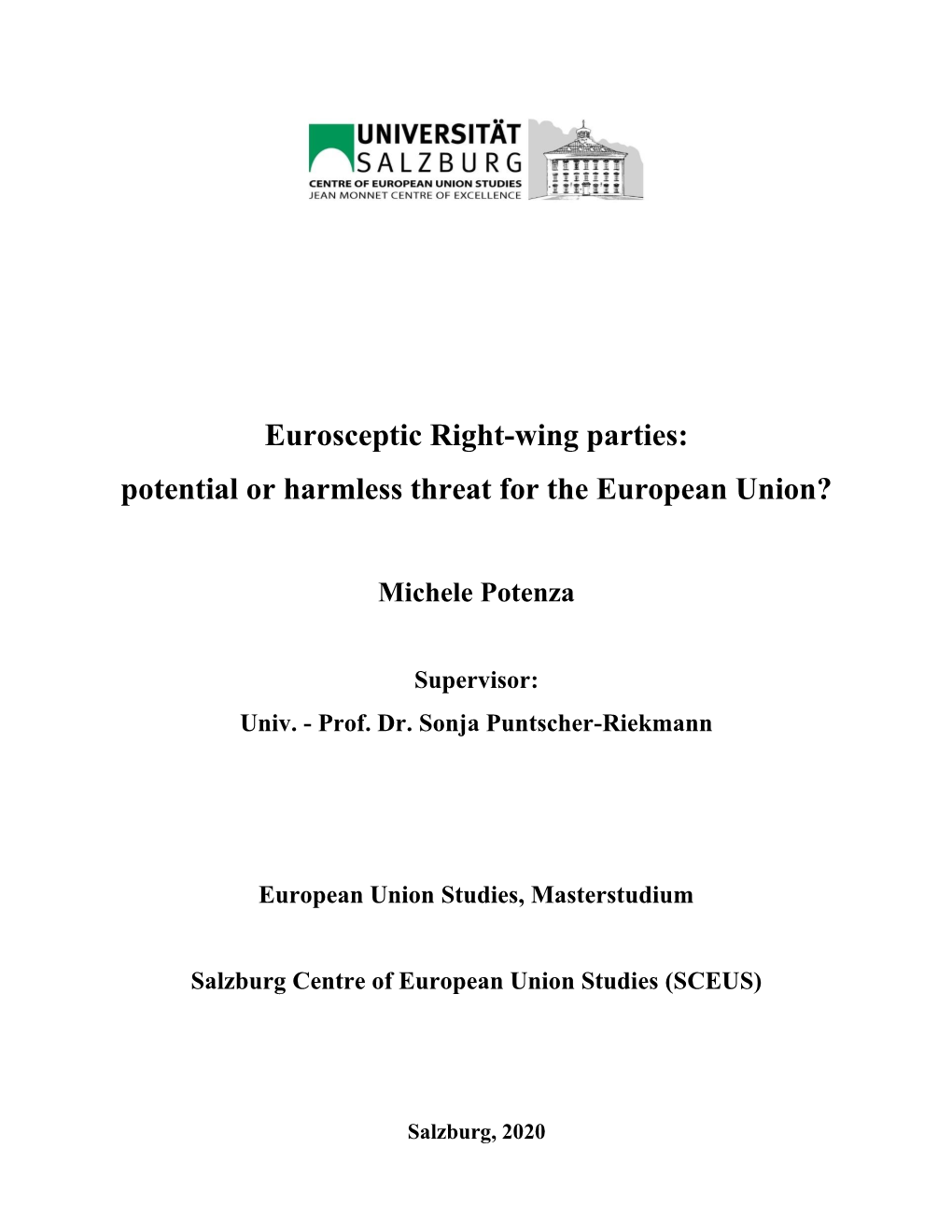 Eurosceptic Right-Wing Parties: Potential Or Harmless Threat for the European Union?