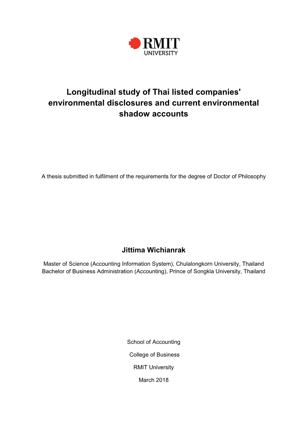Longitudinal Study of Thai Listed Companies' Environmental Disclosures and Current Environmental Shadow Accounts