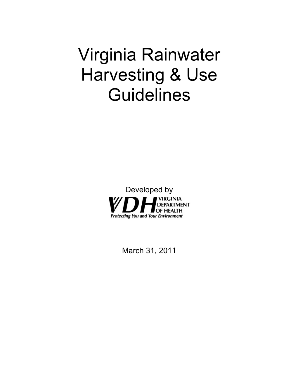 Virginia Rainwater Harvesting & Use Guidelines