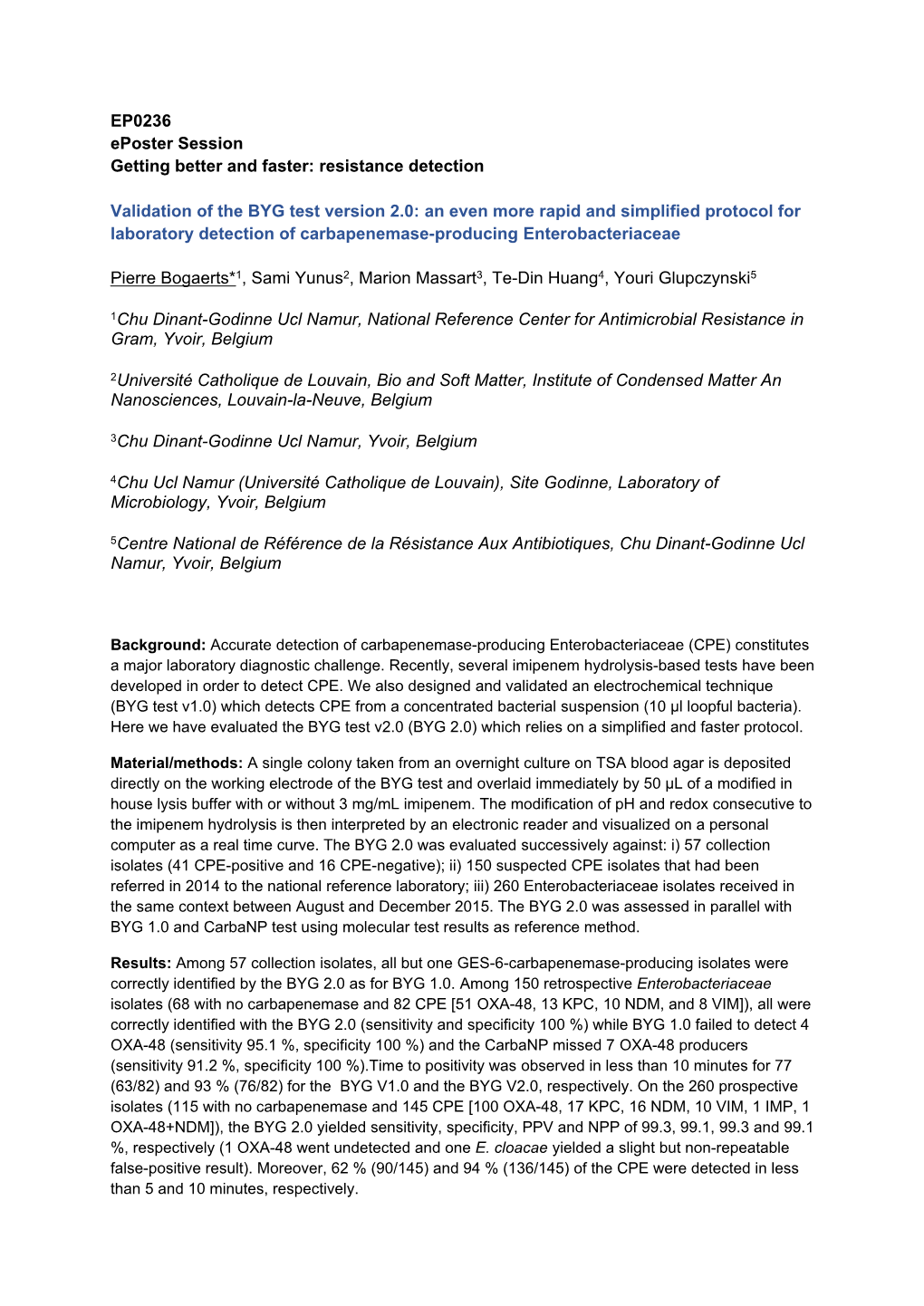 Resistance Detection Validation of the BYG Test Version