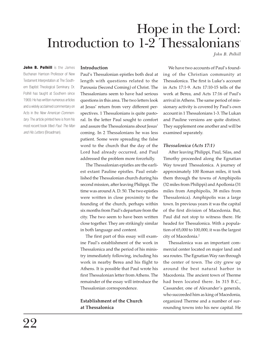 Introduction to 1-2 Thessalonians1 John B
