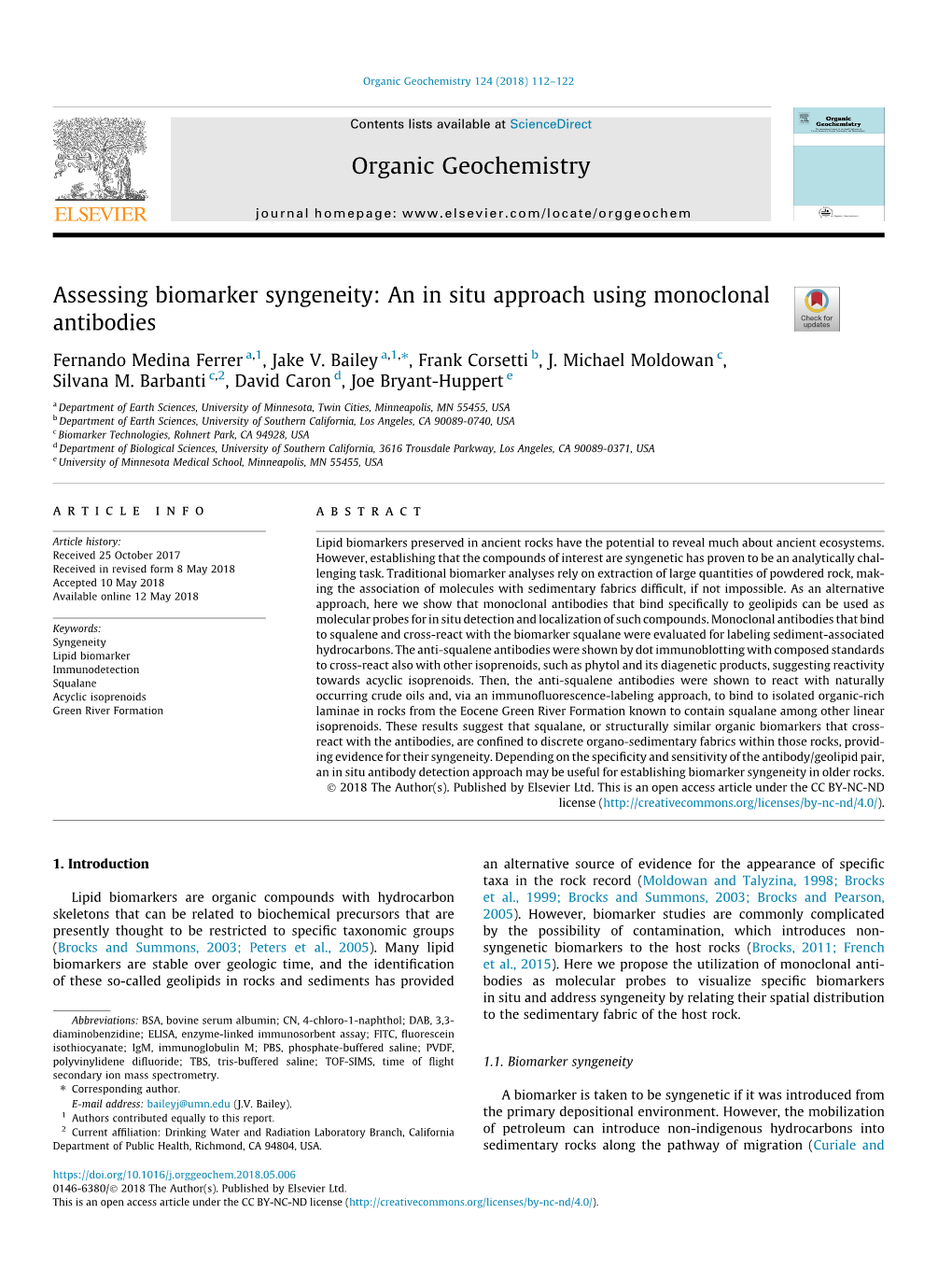 An in Situ Approach Using Monoclonal Antibodies ⇑ Fernando Medina Ferrer A,1, Jake V