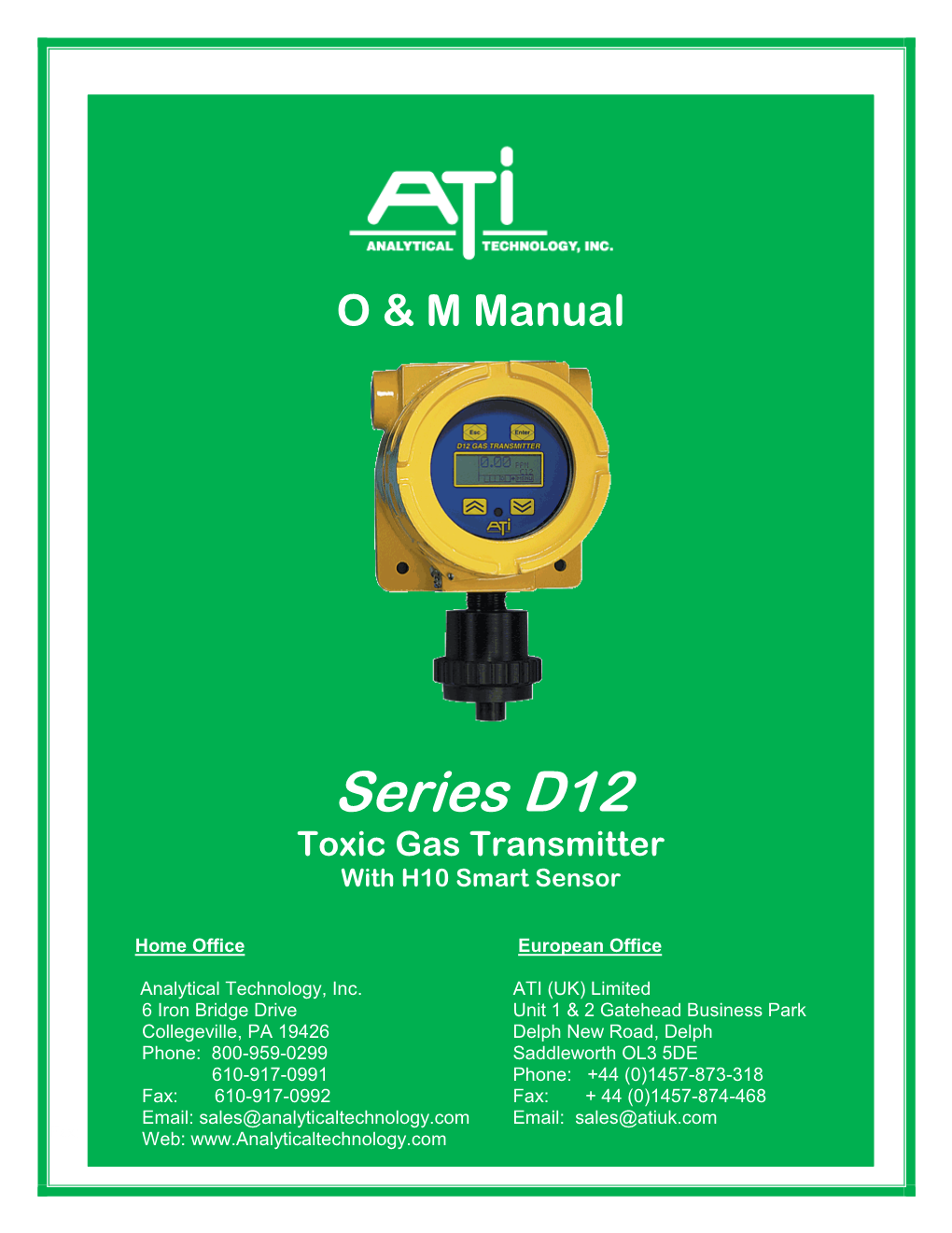 Series D12 Toxic Gas Transmitter with H10 Smart Sensor