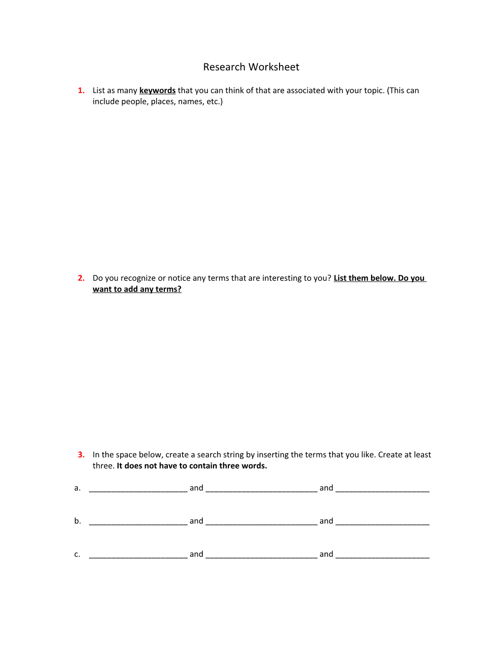 Research Worksheet