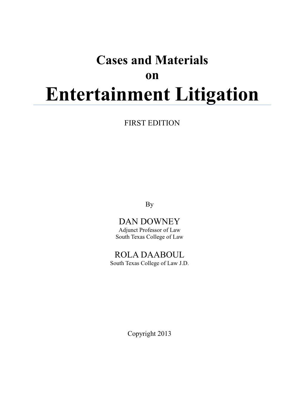 Entertainment Litigation