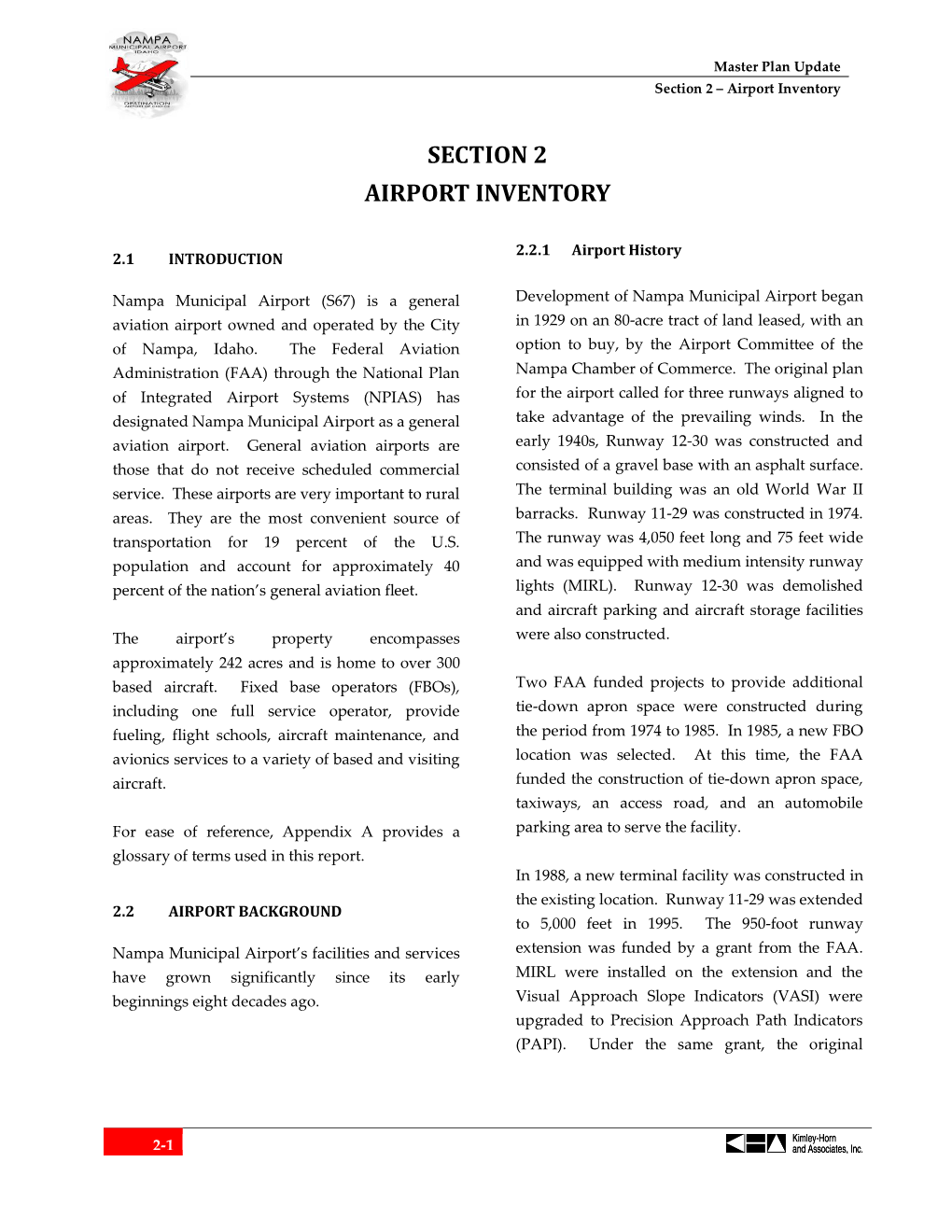 Section 2 Airport Inventory