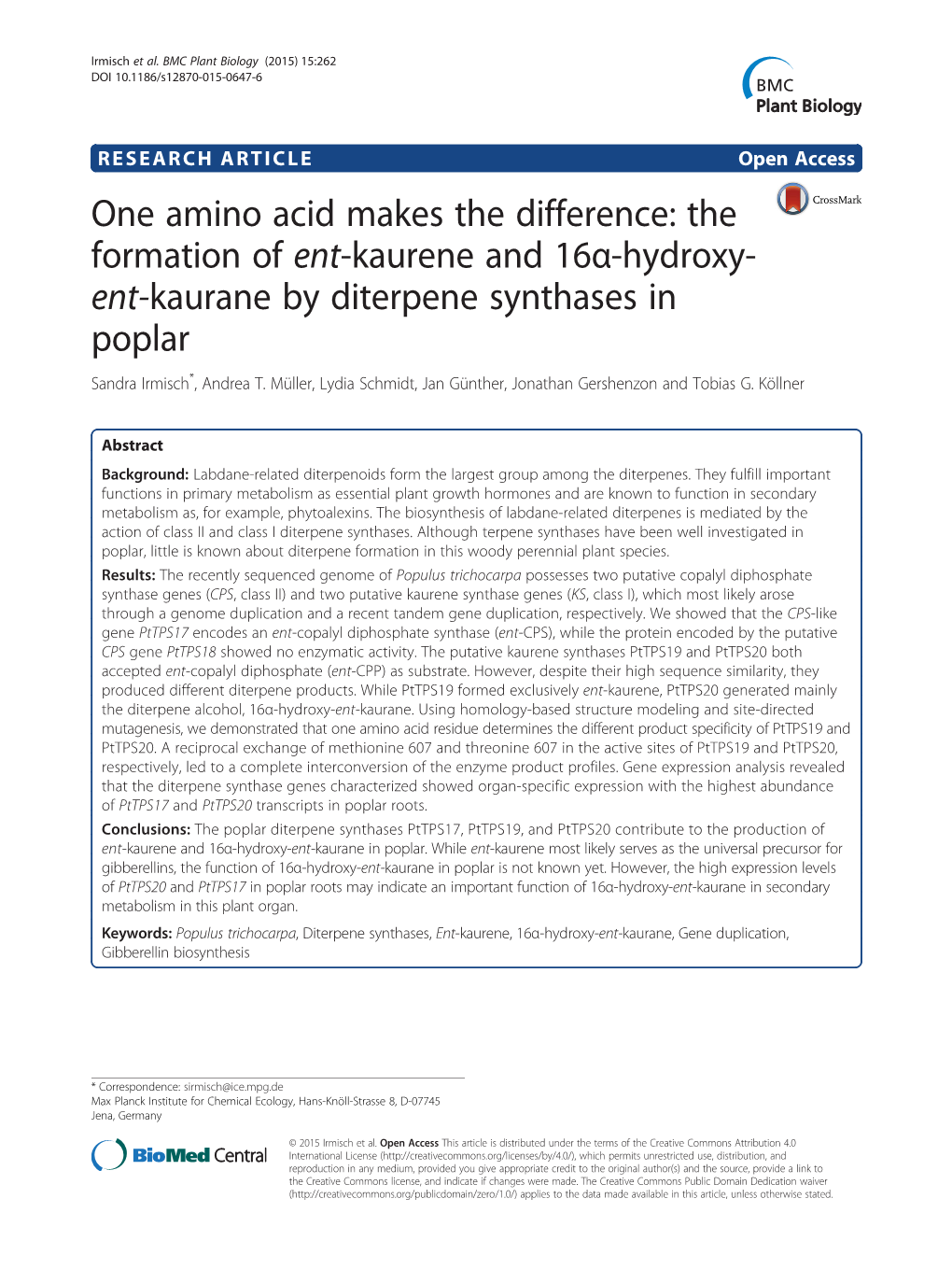 The Formation of Ent-Kaurene and 16Α-Hydroxy-Ent