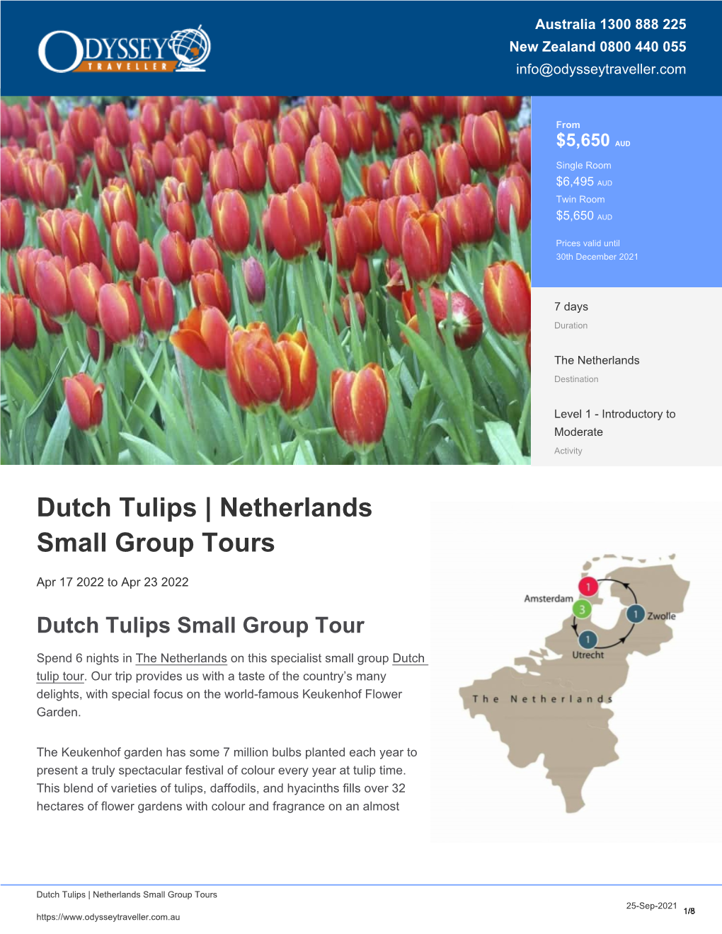 Dutch Tulips | Netherlands Escorted Small