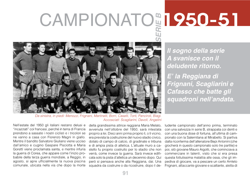 1950-51 Serie B Il Sogno Della Serie a Svanisce Con Il Deludente Ritorno