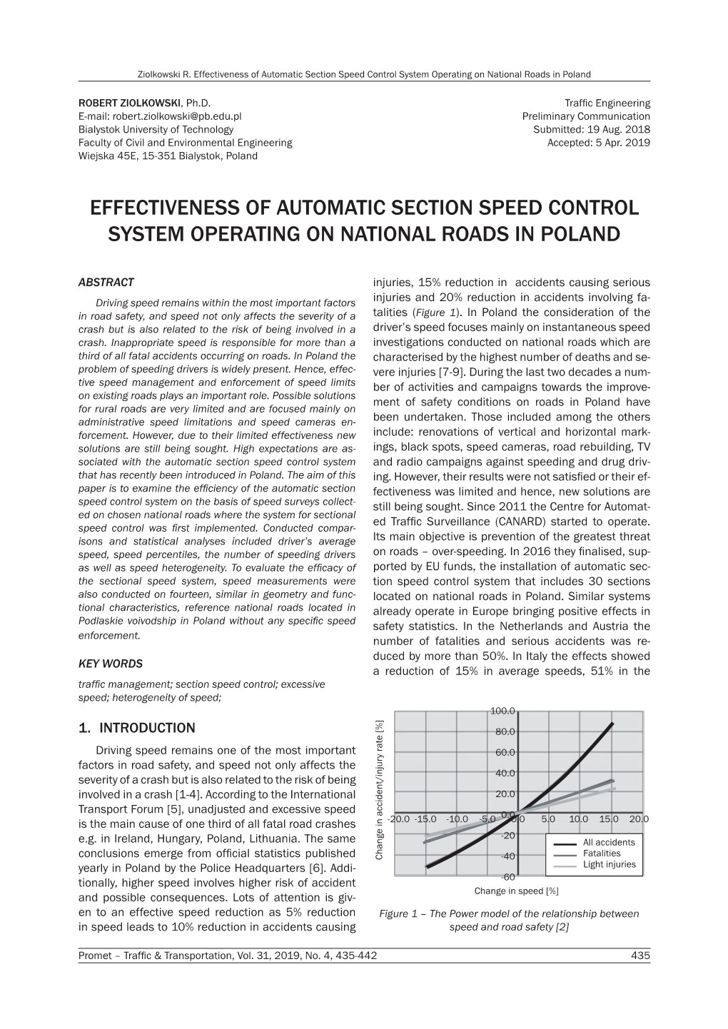 Effectiveness of Automatic Section Speed Control System Operating on National Roads in Poland