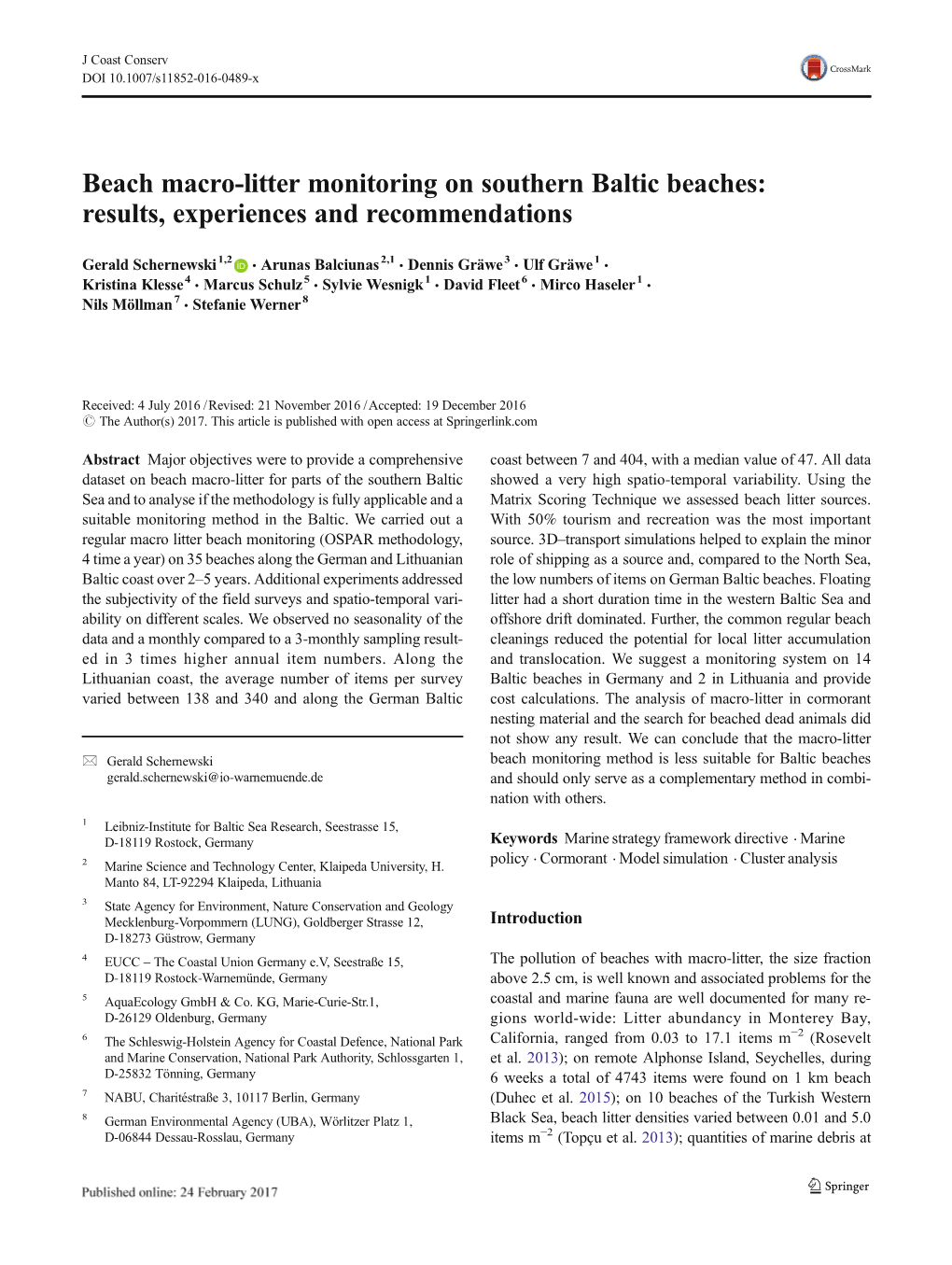 Beach Macro-Litter Monitoring on Southern Baltic Beaches: Results, Experiences and Recommendations