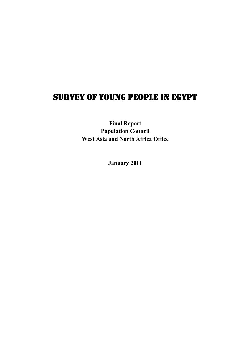 Survey of Young People in Egypt: Final Report