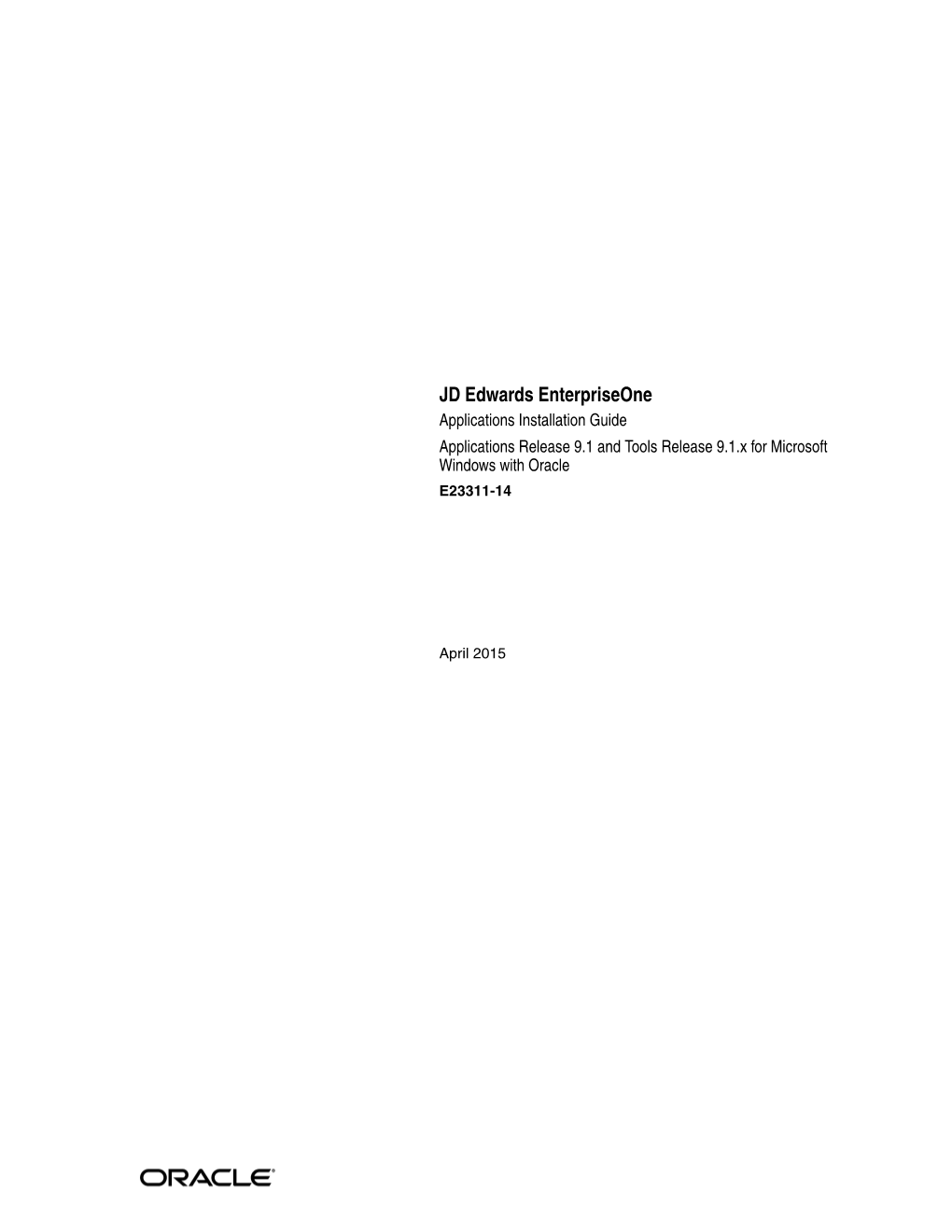 JD Edwards Enterpriseone Applications Installation Guide For