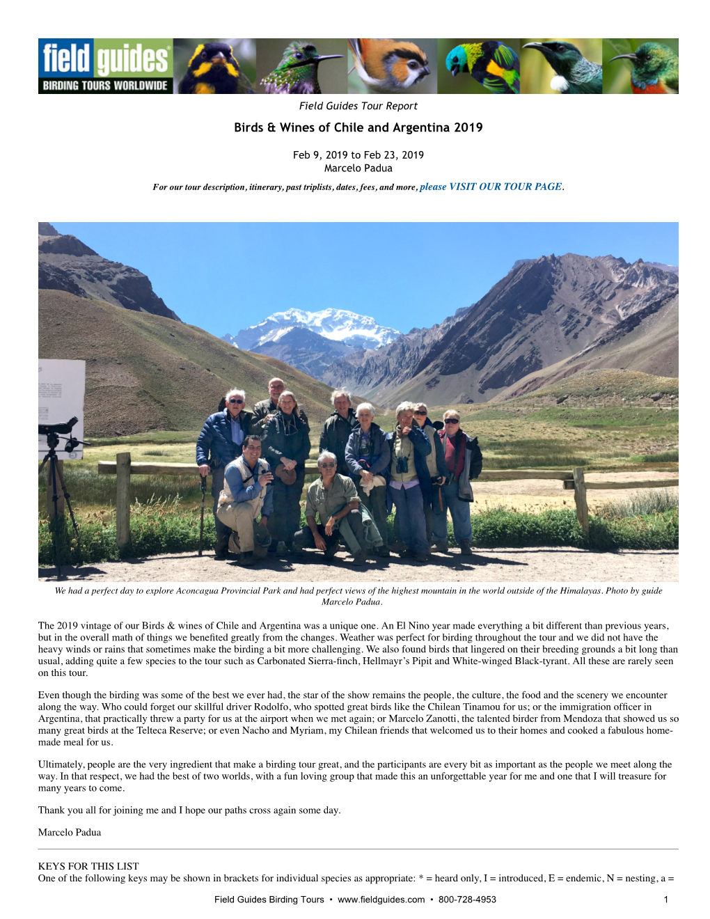 Birds & Wines of Chile and Argentina 2019