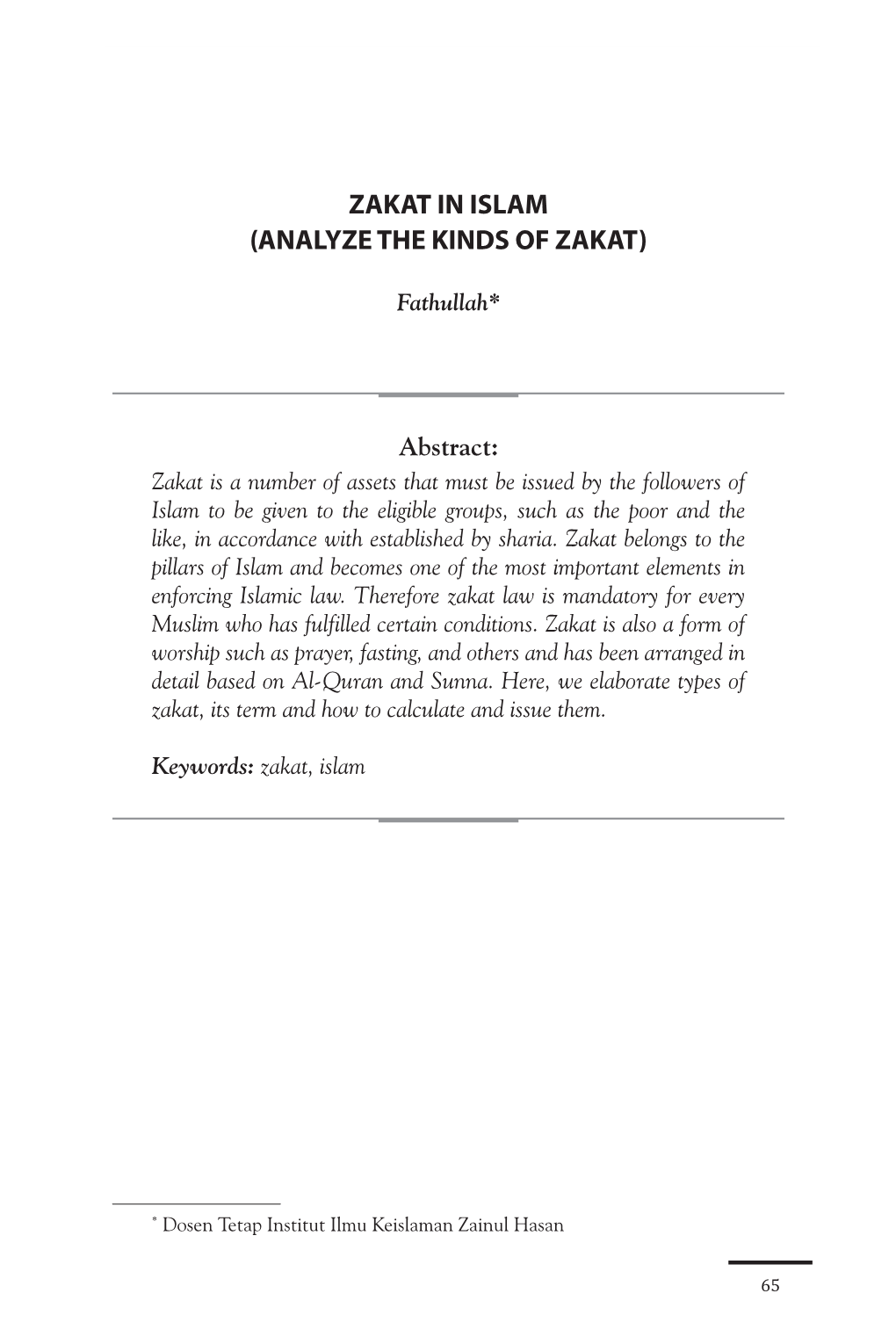 Zakat in Islam (Analyze the Kinds of Zakat) (65-74)